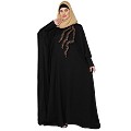 Embroidery Kaftan with pleated sleeves- Black